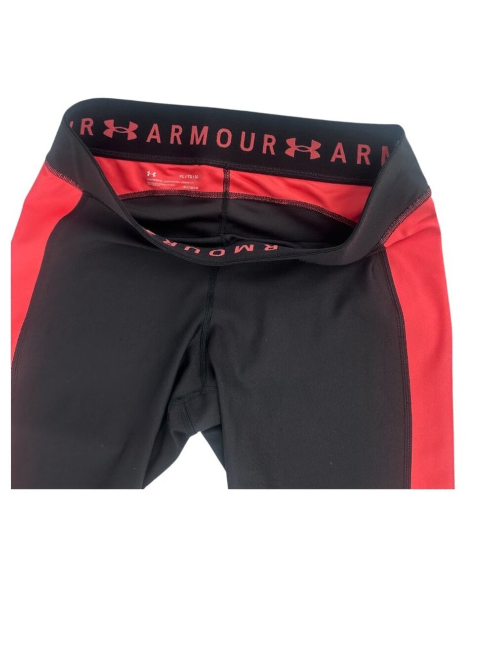 Under Armour HeatGear Compression Capri Leggings XL Black Coral Pink Cropped - Picture 5 of 8